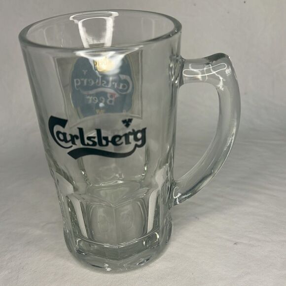 Carlsberg Beer Glass Mug 12 Ounce 5 1/3 Inches Tall 3 In Round Bar Beer Cocktail - Picture 2 of 9